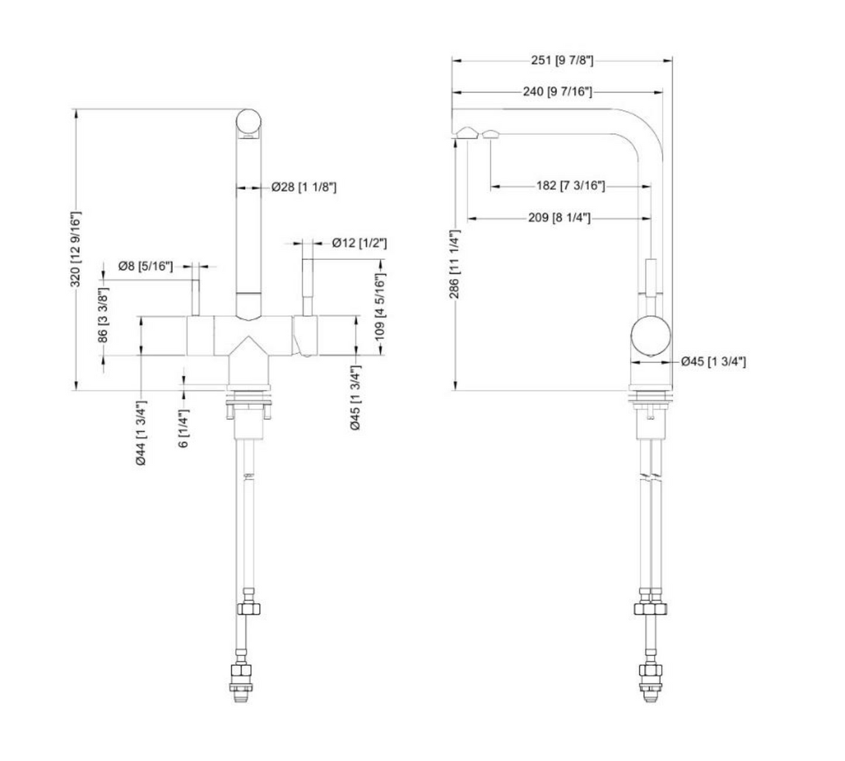 Dual Tap - Water Filter Tap | No drilling required for under sink system