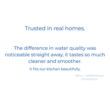 Text on a white background about water quality improvement and customer satisfaction.