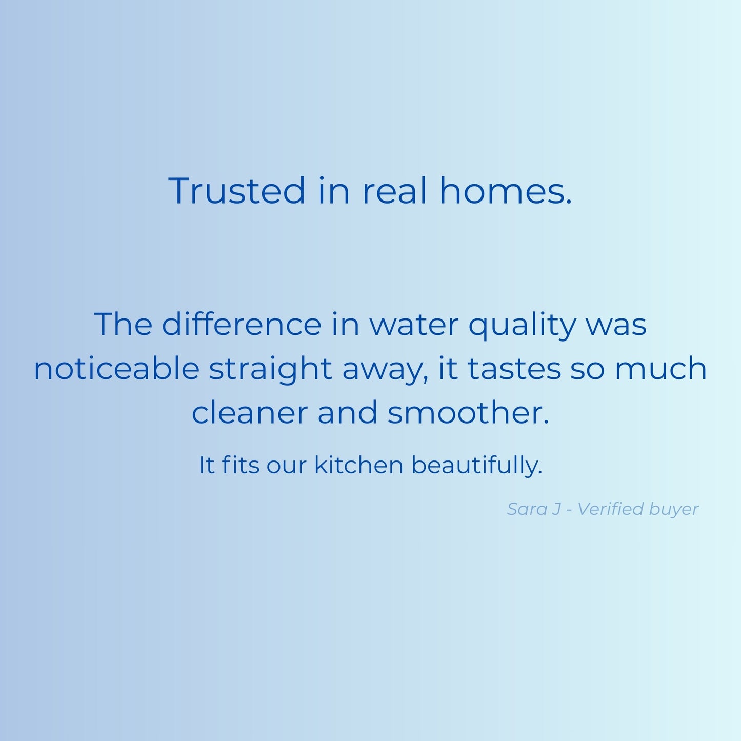 Blue background with text about water quality improvement and customer satisfaction.